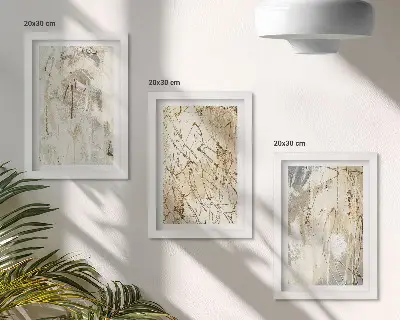 Set 3 slike u okviru apstraktni uzorci u nijansama bež i sive boje
