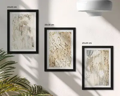 Set 3 slike u okviru apstraktni uzorci u nijansama bež i sive boje