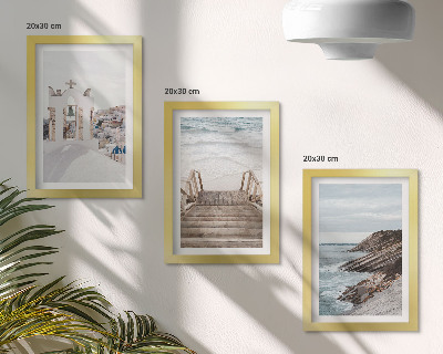 Zidna galerija slika Pogled na more i arhitekturu Santorinija naspram neba