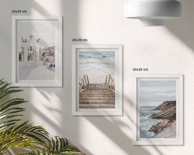 Zidna galerija slika Pogled na more i arhitekturu Santorinija naspram neba