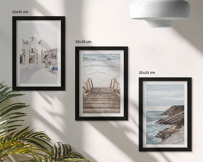 Zidna galerija slika Pogled na more i arhitekturu Santorinija naspram neba