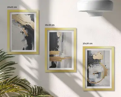Zidna galerija slika apstraktne kompozicije u crno-bijeloj tehnici