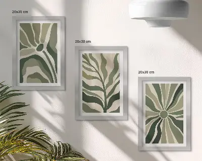 Zidna galerija slika biljni uzorci u nijansama zelene i bež boje