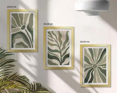 Zidna galerija slika biljni uzorci u nijansama zelene i bež boje