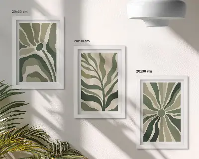 Zidna galerija slika biljni uzorci u nijansama zelene i bež boje