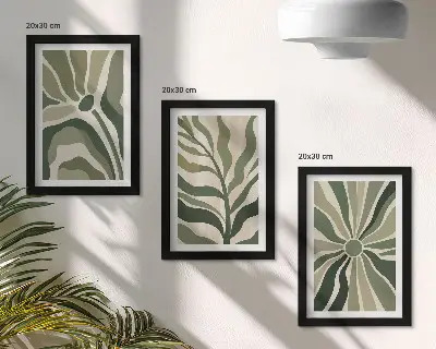 Zidna galerija slika biljni uzorci u nijansama zelene i bež boje