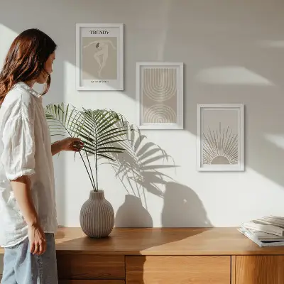 Zidna galerija slika pastelni posteri s modernim boho apstrakcijama