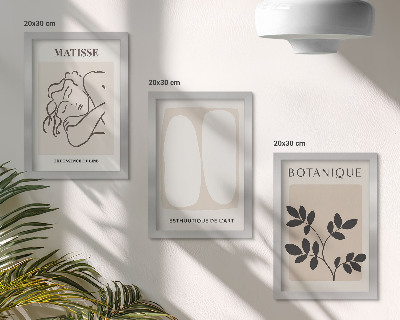 Set 3 slike u okviru Elegantne minimalističke slike s biljnim motivima Matissea