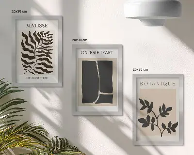 Komplet slika u okviru minimalistički posteri s biljnim motivima i apstraktnim uzorcima