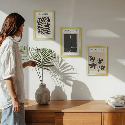 Komplet slika u okviru minimalistički posteri s biljnim motivima i apstraktnim uzorcima