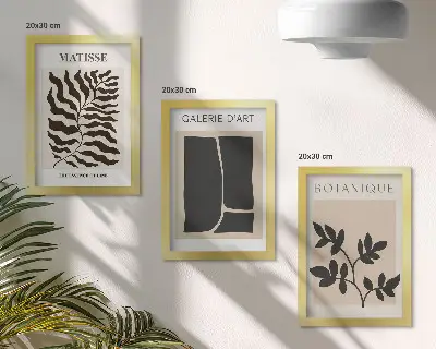 Komplet slika u okviru minimalistički posteri s biljnim motivima i apstraktnim uzorcima
