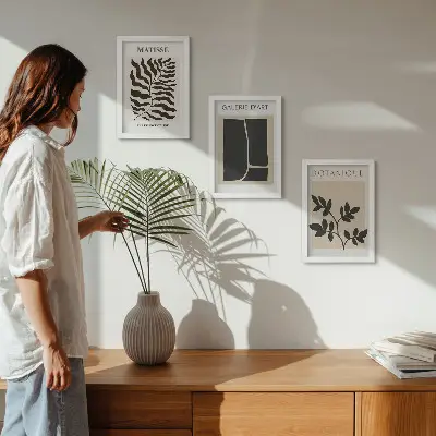 Komplet slika u okviru minimalistički posteri s biljnim motivima i apstraktnim uzorcima