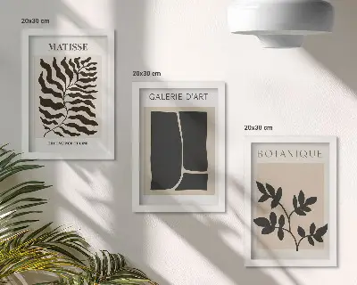 Komplet slika u okviru minimalistički posteri s biljnim motivima i apstraktnim uzorcima