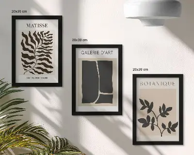Komplet slika u okviru minimalistički posteri s biljnim motivima i apstraktnim uzorcima