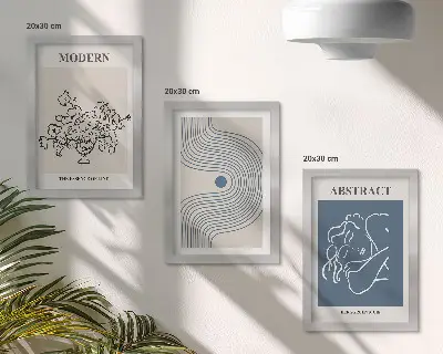 Komplet slika u okviru s motivom linija cvijeća i apstraktnih oblika