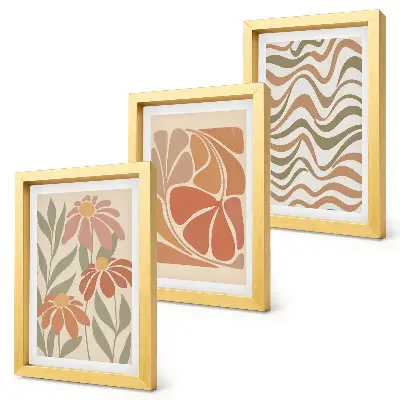 Set 3 slike u okviru s motivom pastelnog cvijeća i apstraktnih uzoraka