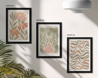 Komplet slika u okviru Pastelne cvjetne ilustracije valovite apstrakcije