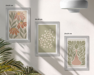 Zidna galerija slika Cvjetni motivi, minimalistički uzorci, boho stil
