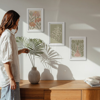 Zidna galerija slika Cvjetni motivi, minimalistički uzorci, boho stil