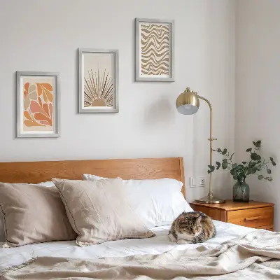 Sun boho pastelni apstraktni oblici set od 3 slike u okviru
