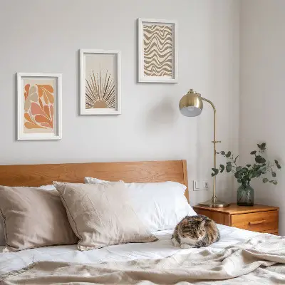 Sun boho pastelni apstraktni oblici set od 3 slike u okviru