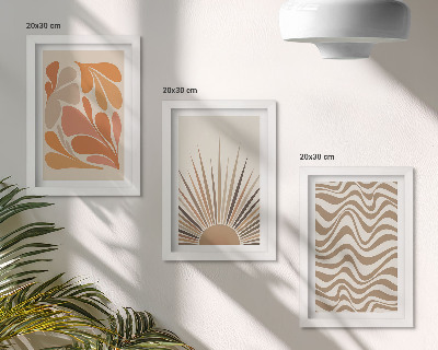 Set 3 slike u okviru Sun boho pastelni apstraktni oblici