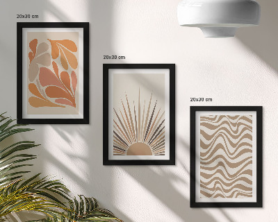 Set 3 slike u okviru Sun boho pastelni apstraktni oblici