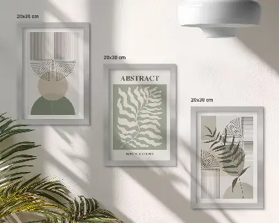 Zidna galerija slika botanički apstrakti u rustikalnom boho stilu