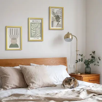 Zidna galerija slika botanički apstrakti u rustikalnom boho stilu