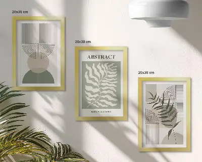 Zidna galerija slika botanički apstrakti u rustikalnom boho stilu