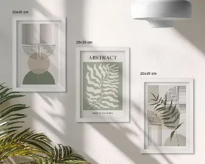 Zidna galerija slika botanički apstrakti u rustikalnom boho stilu