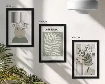 Zidna galerija slika botanički apstrakti u rustikalnom boho stilu