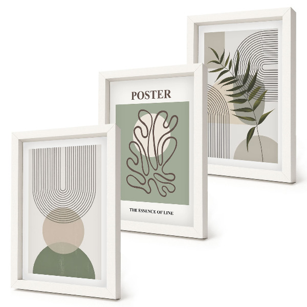 Set 3 slike u okviru Poster s geometrijskim apstraktnim botaničkim uzorcima
