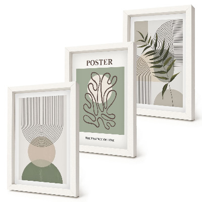 Set 3 slike u okviru Poster s geometrijskim apstraktnim botaničkim uzorcima