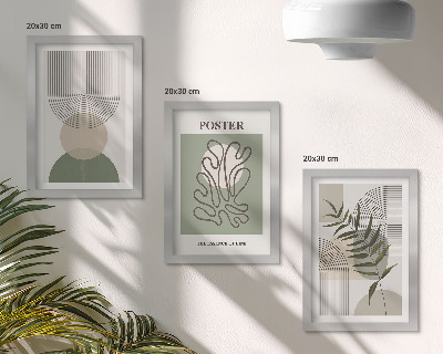 Set 3 slike u okviru Poster s geometrijskim apstraktnim botaničkim uzorcima