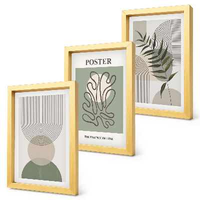 Set 3 slike u okviru Poster s geometrijskim apstraktnim botaničkim uzorcima