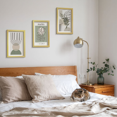 Set 3 slike u okviru Poster s geometrijskim apstraktnim botaničkim uzorcima