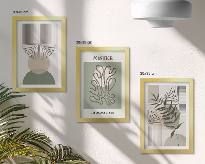 Set 3 slike u okviru Poster s geometrijskim apstraktnim botaničkim uzorcima