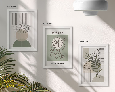 Set 3 slike u okviru Poster s geometrijskim apstraktnim botaničkim uzorcima