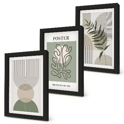 Set 3 slike u okviru Poster s geometrijskim apstraktnim botaničkim uzorcima