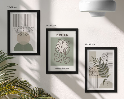 Set 3 slike u okviru Poster s geometrijskim apstraktnim botaničkim uzorcima