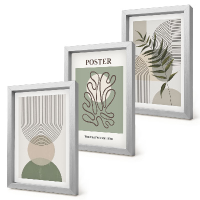 Set 3 slike u okviru Poster s geometrijskim apstraktnim botaničkim uzorcima