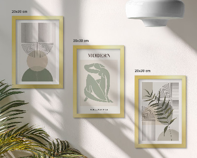 Komplet slika u okviru Elegantna grafika s apstraktnim oblicima i biljkama