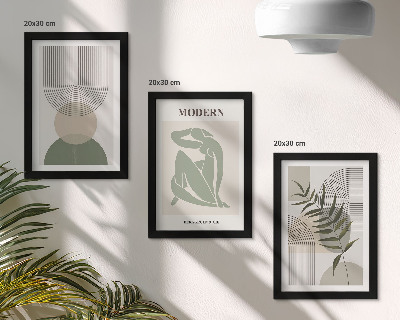 Komplet slika u okviru Elegantna grafika s apstraktnim oblicima i biljkama