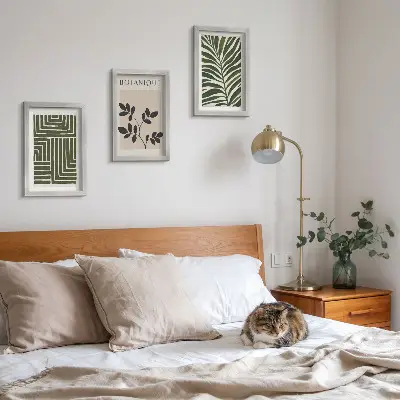 Botaničke kompozicije u stilu boho minimalizma komplet slika u okviru