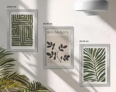 Botaničke kompozicije u stilu boho minimalizma komplet slika u okviru
