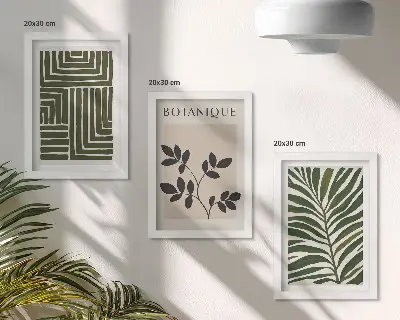 Botaničke kompozicije u stilu boho minimalizma komplet slika u okviru