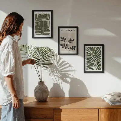Botaničke kompozicije u stilu boho minimalizma komplet slika u okviru