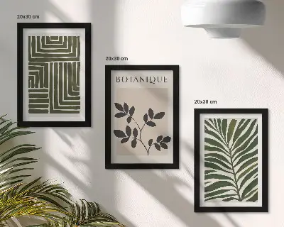 Botaničke kompozicije u stilu boho minimalizma komplet slika u okviru