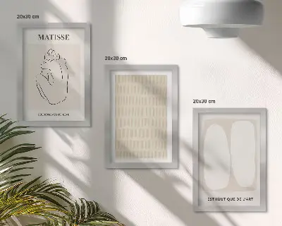 Zidna galerija slika linije i oblici u nijansama bež i bijele boje